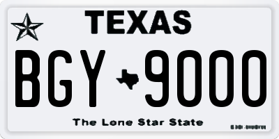 TX license plate BGY9000