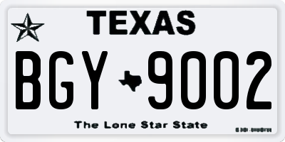 TX license plate BGY9002