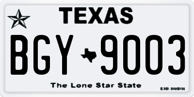 TX license plate BGY9003