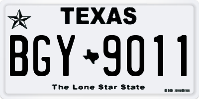 TX license plate BGY9011