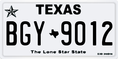 TX license plate BGY9012