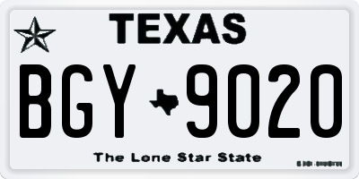 TX license plate BGY9020