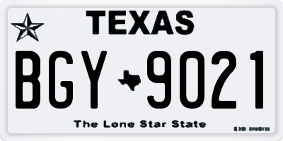 TX license plate BGY9021