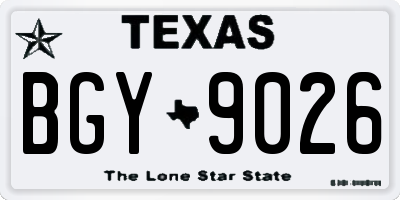 TX license plate BGY9026
