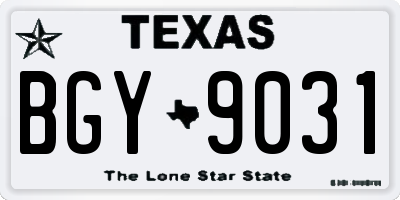 TX license plate BGY9031