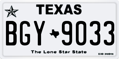 TX license plate BGY9033