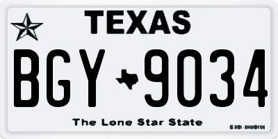 TX license plate BGY9034