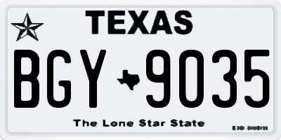 TX license plate BGY9035