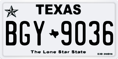 TX license plate BGY9036