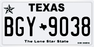 TX license plate BGY9038