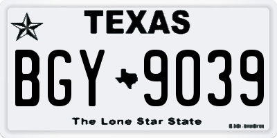 TX license plate BGY9039