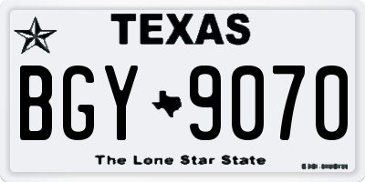 TX license plate BGY9070