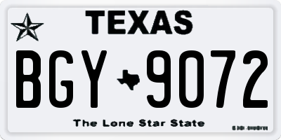 TX license plate BGY9072