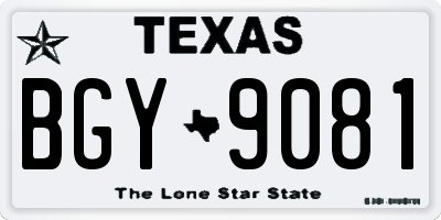 TX license plate BGY9081