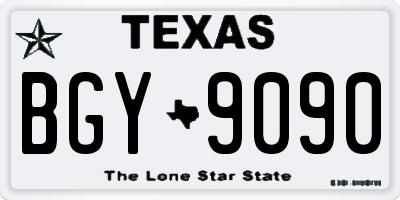TX license plate BGY9090