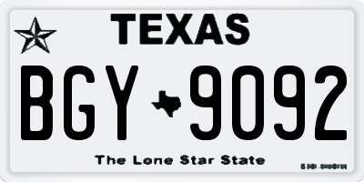 TX license plate BGY9092