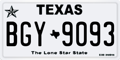 TX license plate BGY9093