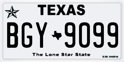 TX license plate BGY9099