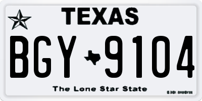 TX license plate BGY9104
