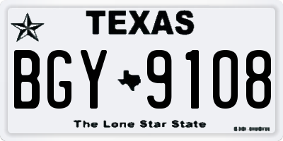 TX license plate BGY9108