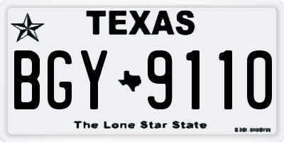 TX license plate BGY9110