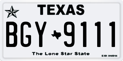 TX license plate BGY9111