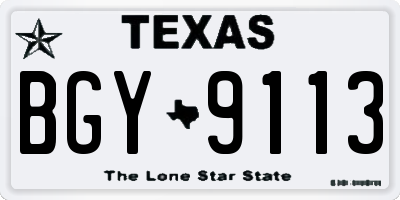 TX license plate BGY9113