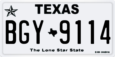 TX license plate BGY9114