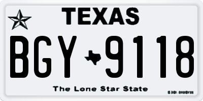 TX license plate BGY9118