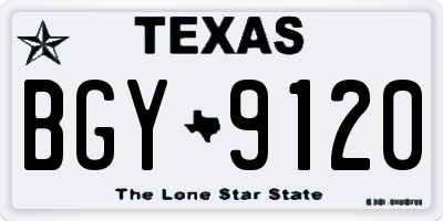 TX license plate BGY9120