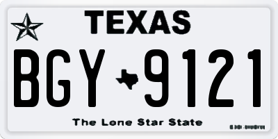 TX license plate BGY9121