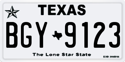 TX license plate BGY9123