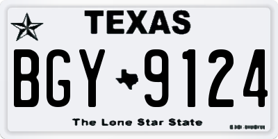 TX license plate BGY9124