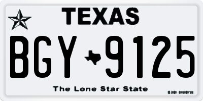 TX license plate BGY9125