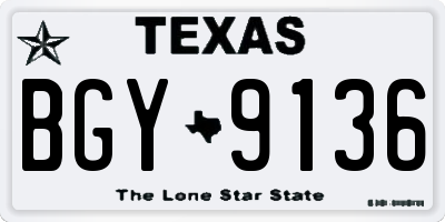 TX license plate BGY9136