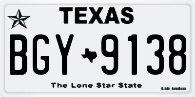 TX license plate BGY9138