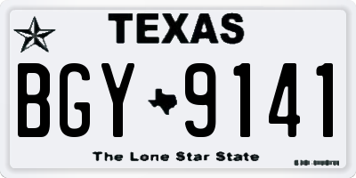 TX license plate BGY9141