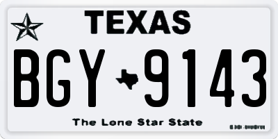 TX license plate BGY9143