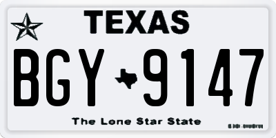 TX license plate BGY9147