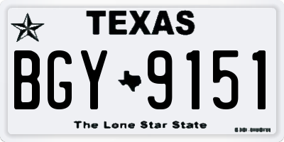 TX license plate BGY9151