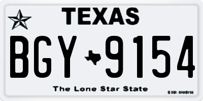 TX license plate BGY9154