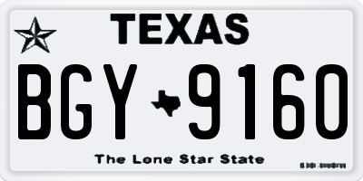 TX license plate BGY9160