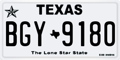 TX license plate BGY9180