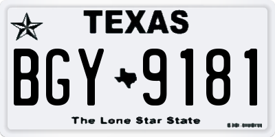 TX license plate BGY9181