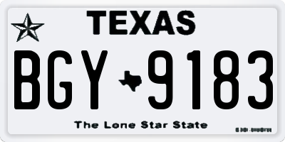 TX license plate BGY9183
