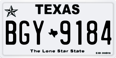 TX license plate BGY9184