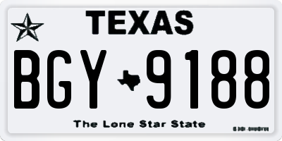 TX license plate BGY9188