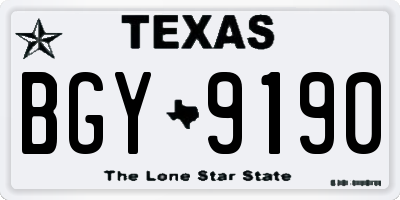TX license plate BGY9190