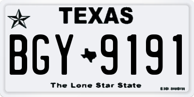 TX license plate BGY9191