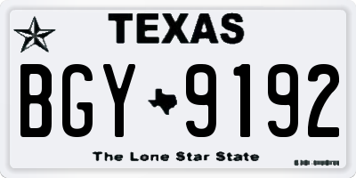 TX license plate BGY9192